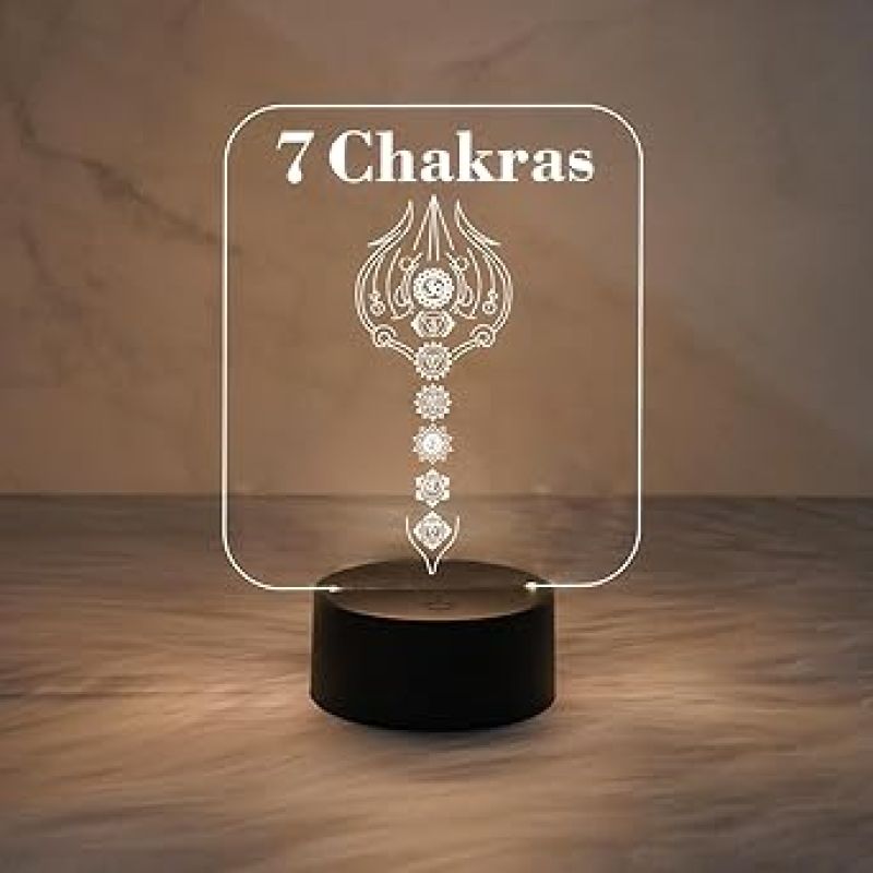 7 Chakra Acrylic Yoga Meditation Led Light with Warm White Light  7 Chakra for Good Luck and Positive Energy  Home Decor Light