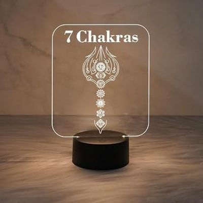 7 Chakra Acrylic Yoga Meditation Led Light with Warm White Light  7 Chakra for Good Luck and Positive Energy  Home Decor Light