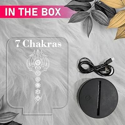 7 Chakra Acrylic Yoga Meditation Led Light with Warm White Light  7 Chakra for Good Luck and Positive Energy  Home Decor Light
