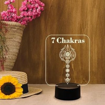 7 Chakra Acrylic Yoga Meditation Led Light with Warm White Light  7 Chakra for Good Luck and Positive Energy  Home Decor Light