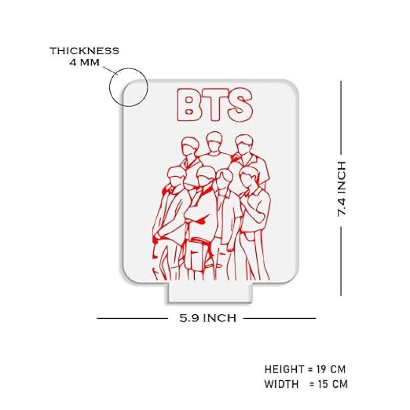 Acrylic Led Lamp BTS Army Nightlight Gift for Kids, Boys, Girls, Gift, Return Gift  Night Light  Home Decor  Table Lamp  Warm White Light