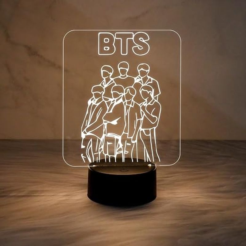 Acrylic Led Lamp BTS Army Nightlight Gift for Kids, Boys, Girls, Gift, Return Gift  Night Light  Home Decor  Table Lamp  Warm White Light