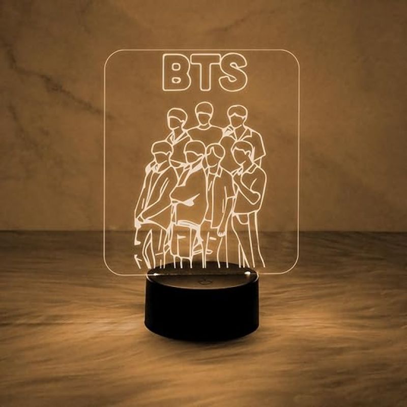 Acrylic Led Lamp BTS Army Nightlight Gift for Kids, Boys, Girls, Gift, Return Gift  Night Light  Home Decor  Table Lamp  Warm White Light