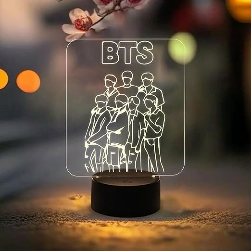 Acrylic Led Lamp BTS Army Nightlight Gift for Kids, Boys, Girls, Gift, Return Gift  Night Light  Home Decor  Table Lamp  Warm White Light