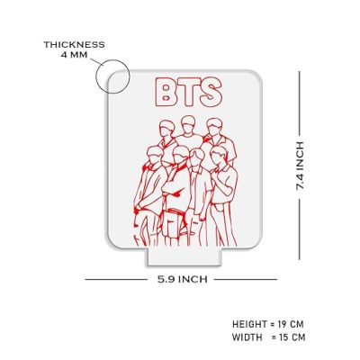 Acrylic Led Lamp BTS Army Nightlight Gift for Kids, Boys, Girls, Gift, Return Gift  Night Light  Home Decor  Table Lamp  Warm White Light