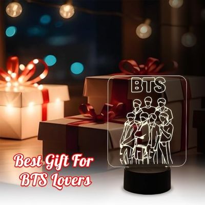 Acrylic Led Lamp BTS Army Nightlight Gift for Kids, Boys, Girls, Gift, Return Gift  Night Light  Home Decor  Table Lamp  Warm White Light