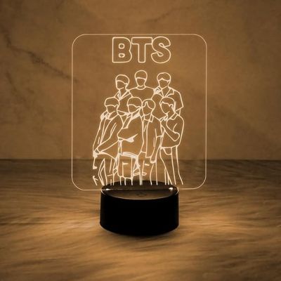 Acrylic Led Lamp BTS Army Nightlight Gift for Kids, Boys, Girls, Gift, Return Gift  Night Light  Home Decor  Table Lamp  Warm White Light