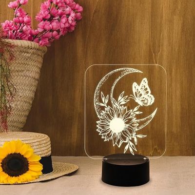 Beautiful Home Décor Light Moon & Flower Shape Night Lamp for Bedside Desk Table Light  Kids Room Décor Light  Living Room Décor Showpiece Nightlight (Warm White Light)
