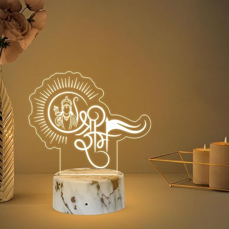 Lord Shree Ram Night Lamp with Warm White Light  Religious Gift Items  Pooja Room Decor Light  Blessing Gift for Loveable Person