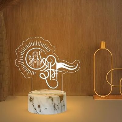 Lord Shree Ram Night Lamp with Warm White Light  Religious Gift Items  Pooja Room Decor Light  Blessing Gift for Loveable Person