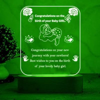 Congratulations Gift for New Born Baby Girl  Multicolored Lamp  Engraved Quote Night Lamp  Gift for New Parents  Gift for Pregnant Women