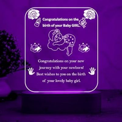 Congratulations Gift for New Born Baby Girl  Multicolored Lamp  Engraved Quote Night Lamp  Gift for New Parents  Gift for Pregnant Women