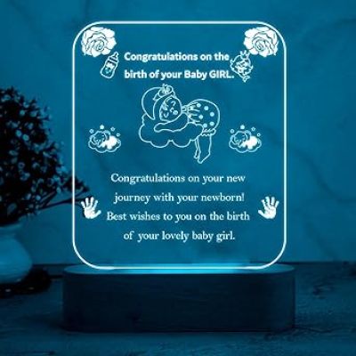Congratulations Gift for New Born Baby Girl  Multicolored Lamp  Engraved Quote Night Lamp  Gift for New Parents  Gift for Pregnant Women
