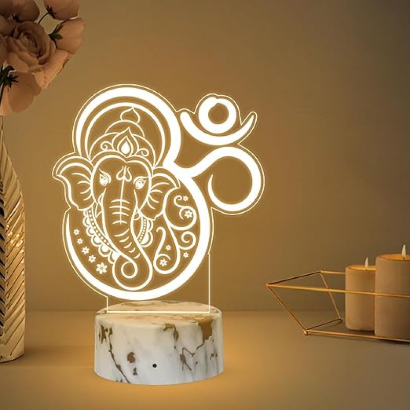 Lord Ganesha Led Desk Table Lamp with Warm White Light  Lamp for Living Room Bedroom  Desk Lamp  Gift for Housewarming & Birthday