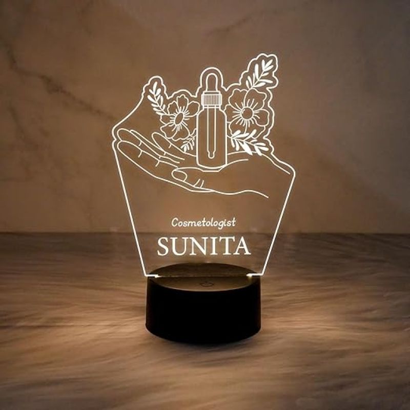 Personalized Cosmetologist Name Lamp with Warm White Light  Gift for Cosmetologist  Gift for Makeup Artist