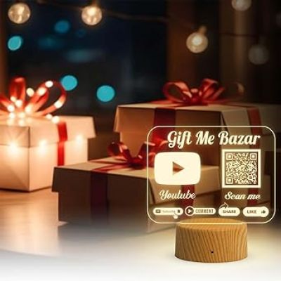 Personalized Social Media QR Code Lamp  Perfect for Businesses & Events  QR Code for Businesses, Offices  Warm White Lamp  (YouTube QR Code)