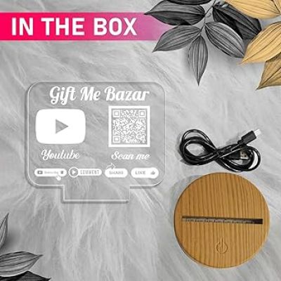 Personalized Social Media QR Code Lamp  Perfect for Businesses & Events  QR Code for Businesses, Offices  Warm White Lamp  (YouTube QR Code)