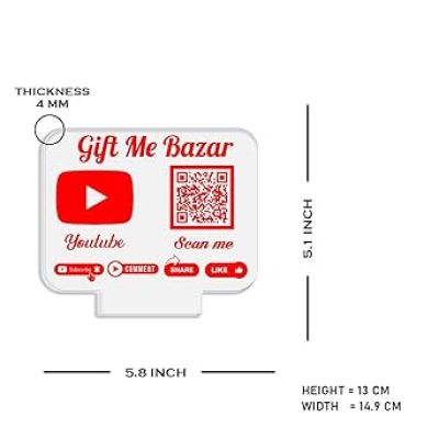 Personalized Social Media QR Code Lamp  Perfect for Businesses & Events  QR Code for Businesses, Offices  Warm White Lamp  (YouTube QR Code)