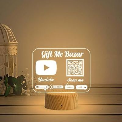 Personalized Social Media QR Code Lamp  Perfect for Businesses & Events  QR Code for Businesses, Offices  Warm White Lamp  (YouTube QR Code)