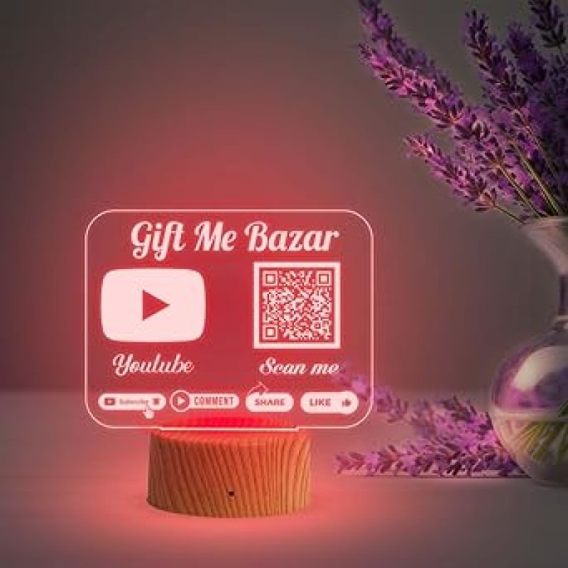 Personalized QR Code Lamp   Perfect for Businesses & Events   QR Code for Businesses, Offices  Multicolored Lamp  Customized Social Media QR Code (YouTube QR Code)