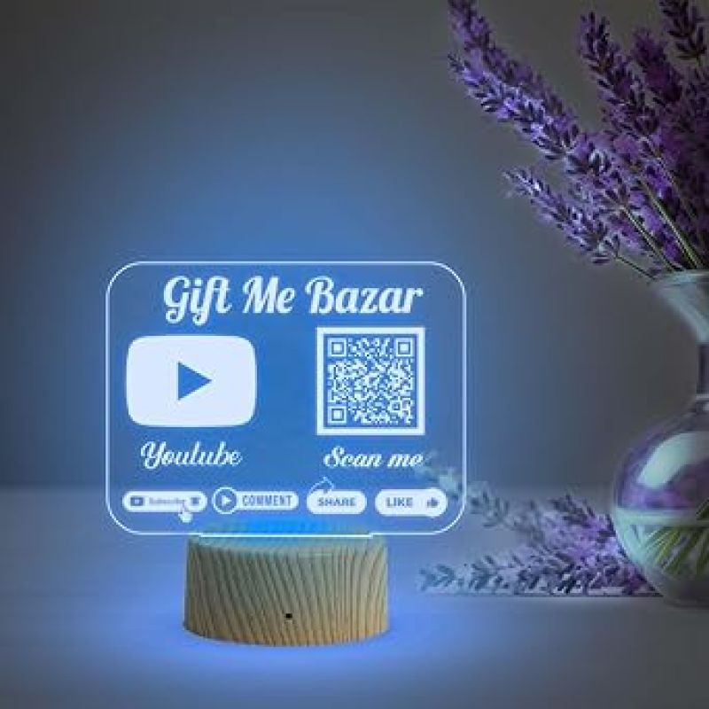 Personalized QR Code Lamp   Perfect for Businesses & Events   QR Code for Businesses, Offices  Multicolored Lamp  Customized Social Media QR Code (YouTube QR Code)