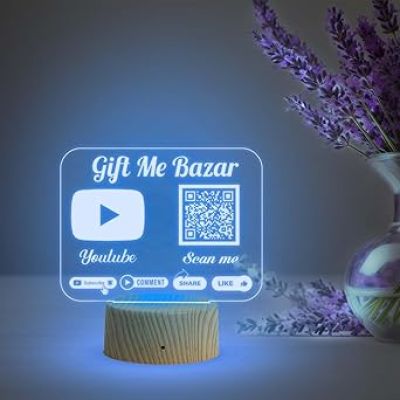 Personalized QR Code Lamp   Perfect for Businesses & Events   QR Code for Businesses, Offices  Multicolored Lamp  Customized Social Media QR Code (YouTube QR Code)