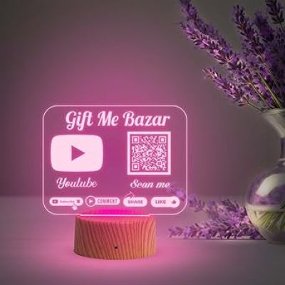 Personalized QR Code Lamp   Perfect for Businesses & Events   QR Code for Businesses, Offices  Multicolored Lamp  Customized Social Media QR Code (YouTube QR Code)