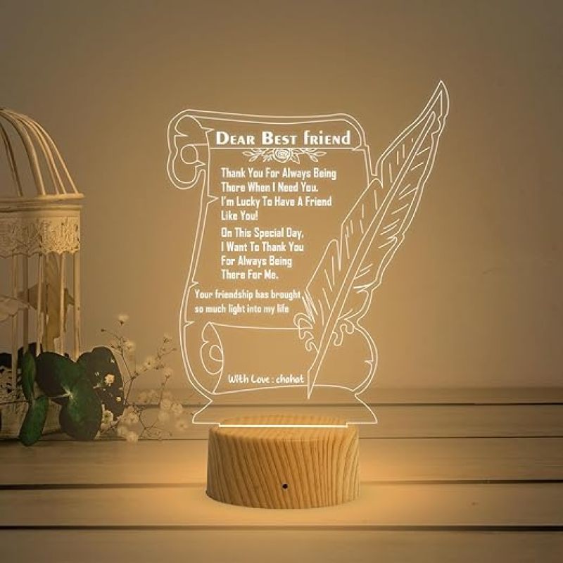 Dear Best Friend Personalized with Text & Name  Warm White Light  Birthday Gift for Friend