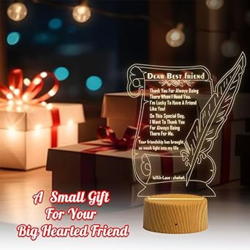 Dear Best Friend Personalized with Text & Name  Warm White Light  Birthday Gift for Friend