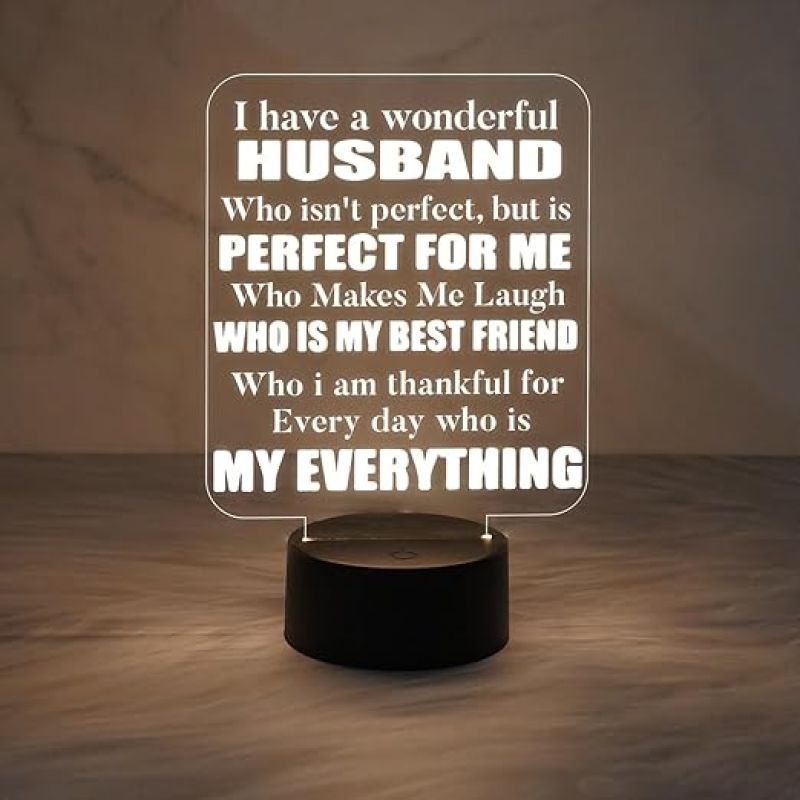 Engraved Night Lamp Gift for Husband  Express Your Feeling for Husband Gift  Birthday Gift for Husband  Warm White Light