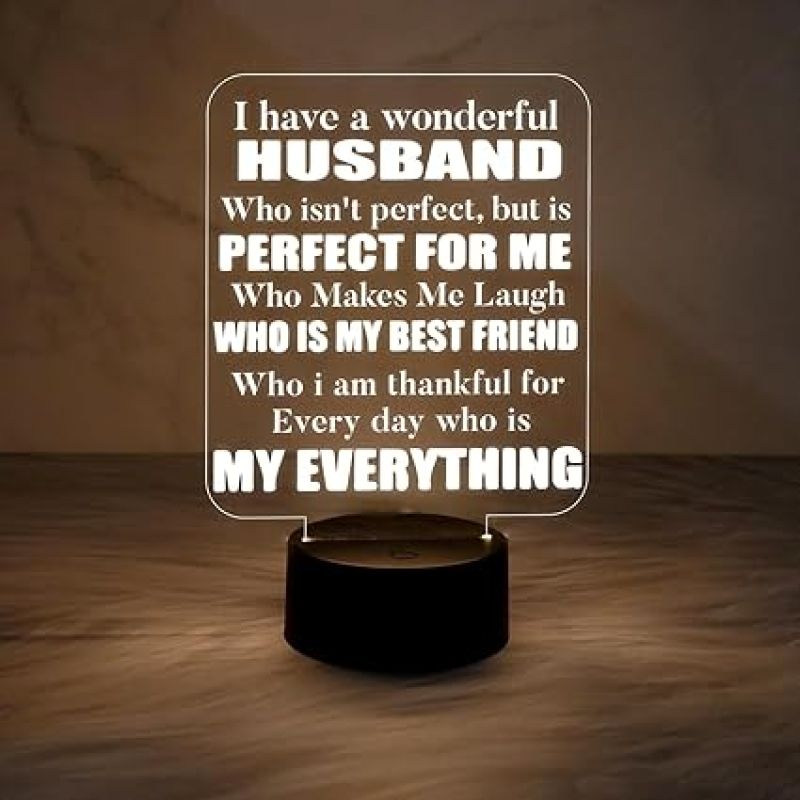Engraved Night Lamp Gift for Husband  Express Your Feeling for Husband Gift  Birthday Gift for Husband  Warm White Light