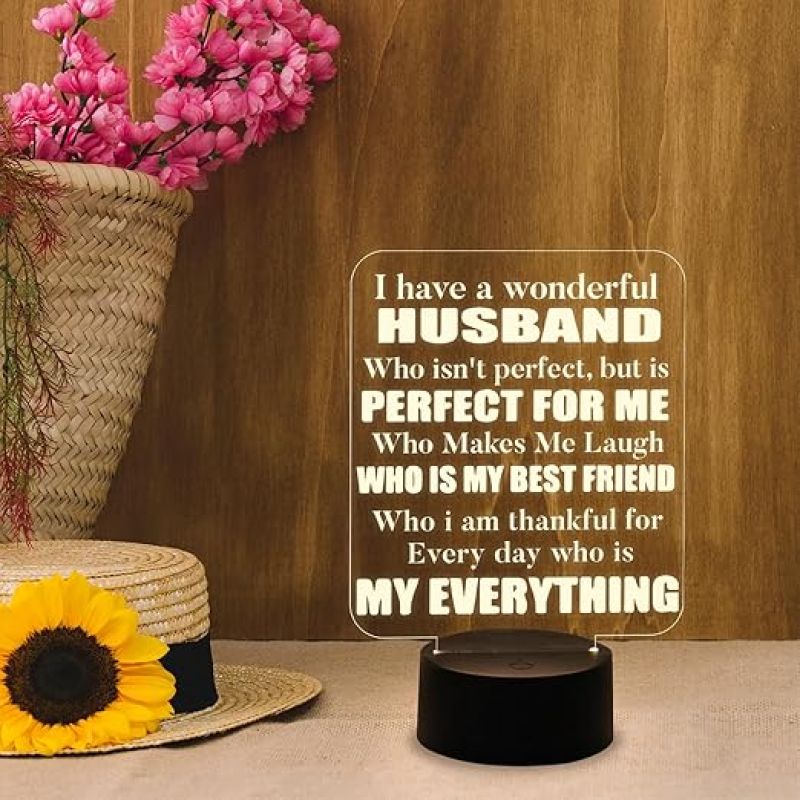 Engraved Night Lamp Gift for Husband  Express Your Feeling for Husband Gift  Birthday Gift for Husband  Warm White Light