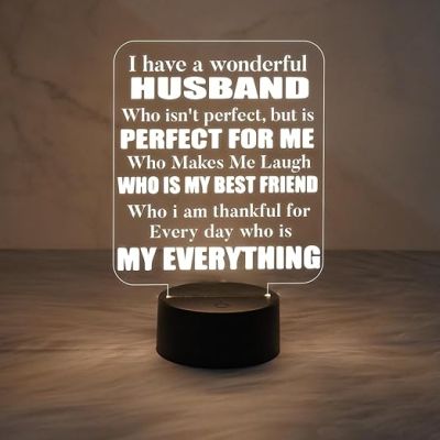 Engraved Night Lamp Gift for Husband  Express Your Feeling for Husband Gift  Birthday Gift for Husband  Warm White Light