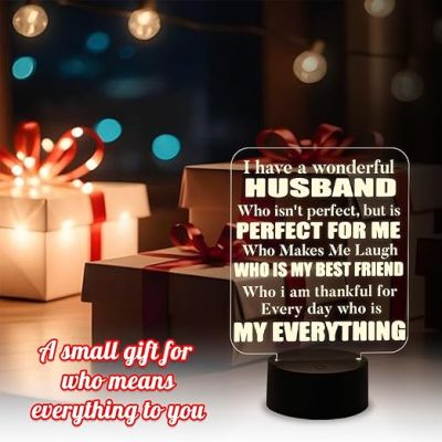 Engraved Night Lamp Gift for Husband  Express Your Feeling for Husband Gift  Birthday Gift for Husband  Warm White Light