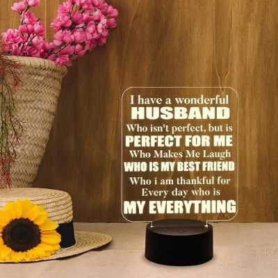 Engraved Night Lamp Gift for Husband  Express Your Feeling for Husband Gift  Birthday Gift for Husband  Warm White Light