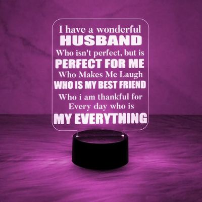 Engraved Night Lamp Gift for Husband   Express Your Feeling for Husband Gift  Birthday Gift for Husband  Multicolored Light