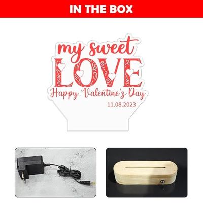 Happy Valentine Day My Sweet Love Night Lamp  Personalized with Date  Automatic Color Changing Light  Gift for Wife Husband  Best Gift for Valentine Day