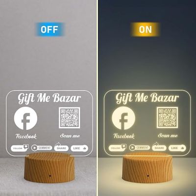 Personalized Social Media QR Code Lamp  Perfect for Businesses & Events  QR Code for Businesses, Offices  Warm White Lamp