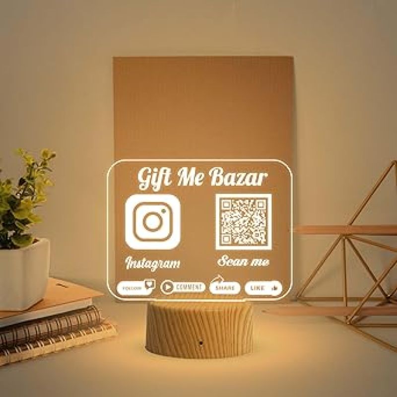 Personalized Social Media QR Code Lamp  Perfect for Businesses & Events  QR Code for Businesses, Offices  Warm White Lamp  (Instagram QR Code)