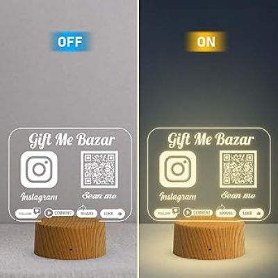 Personalized Social Media QR Code Lamp  Perfect for Businesses & Events  QR Code for Businesses, Offices  Warm White Lamp  (Instagram QR Code)