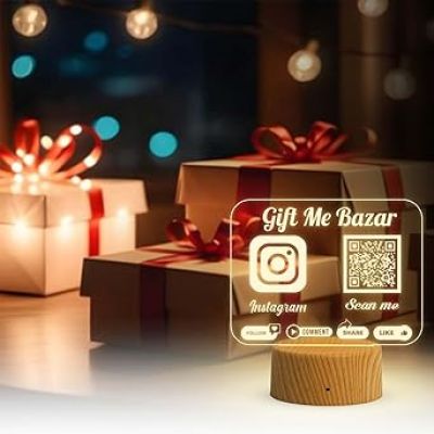 Personalized Social Media QR Code Lamp  Perfect for Businesses & Events  QR Code for Businesses, Offices  Warm White Lamp  (Instagram QR Code)