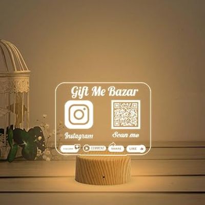 Personalized Social Media QR Code Lamp  Perfect for Businesses & Events  QR Code for Businesses, Offices  Warm White Lamp  (Instagram QR Code)
