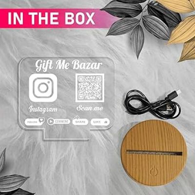 Personalized Social Media QR Code Lamp  Perfect for Businesses & Events  QR Code for Businesses, Offices  Warm White Lamp  (Instagram QR Code)
