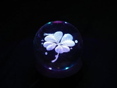Flower Design Crystal Ball Night Light with Wooden Base & 7 Color Changing Light Color  Flower Desk lamp  Home & Office Decor Lamp  Birthday Gift