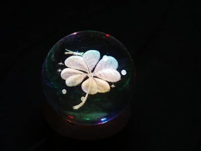 Flower Design Crystal Ball Night Light with Wooden Base & 7 Color Changing Light Color  Flower Desk lamp  Home & Office Decor Lamp  Birthday Gift