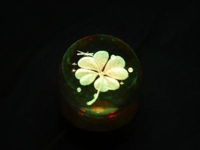 Flower Design Crystal Ball Night Light with Wooden Base & 7 Color Changing Light Color  Flower Desk lamp  Home & Office Decor Lamp  Birthday Gift
