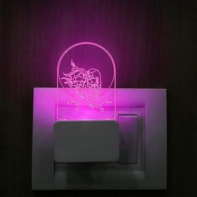 3D Illusion Lord Krishna Plug Night Lamp with Multicolored Light  God plug Lamp  Religious Gift Lamp  Home & Office Decor Light  Pooja room Decoration Lamp (Design 1)