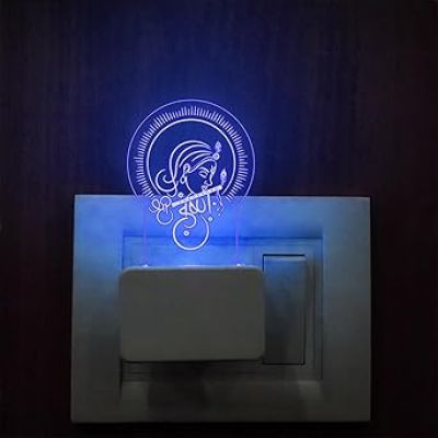 3D Illusion Lord Krishna Plug Night Lamp with Multicolored Light  God plug Lamp  Religious Gift Lamp  Home & Office Decor Light  Pooja room Decoration Lamp (Design 7)