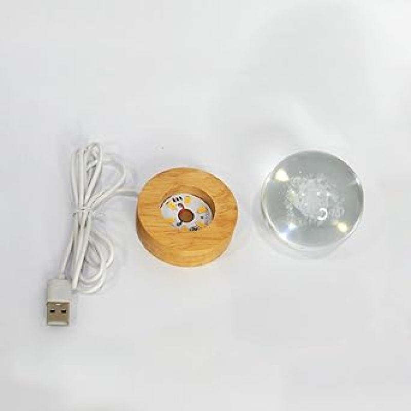 Solar System Crystal Ball Night Light  Astronaut LED Lamp with Wooden Base & Warm White Light Color  Crystal Ball for Home & Office Decoration  Birthday Gift for Kids