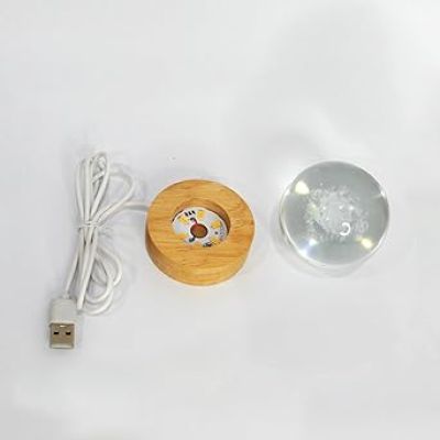 Solar System Crystal Ball Night Light  Astronaut LED Lamp with Wooden Base & Warm White Light Color  Crystal Ball for Home & Office Decoration  Birthday Gift for Kids